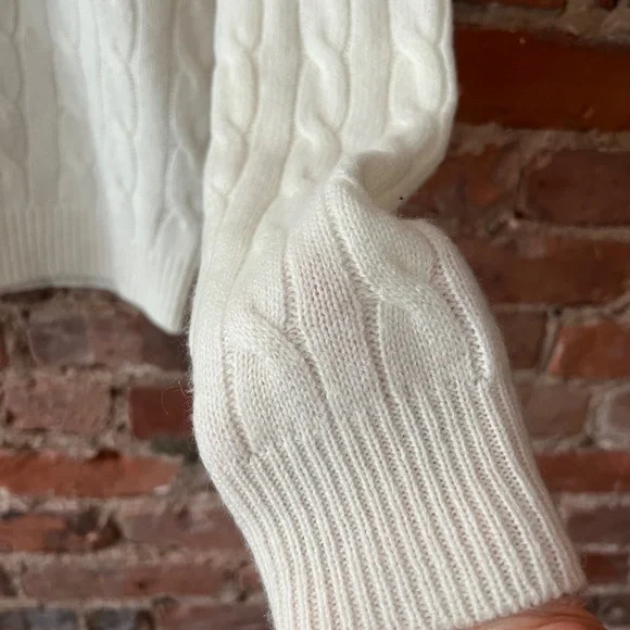$228 Polo Ralph Lauren cable knit wool and cashmere Sweater in ivory white - Picture 9 of 9